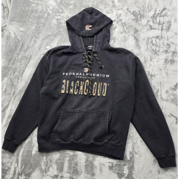 Vintage Signature Concepts Hoodie Mens M Black Camo Lace Up BlackCloud Hunting - Picture 1 of 11
